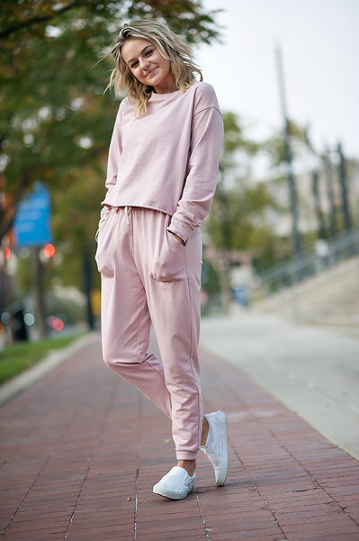 2 Piece Jogger Set in Blush Pink